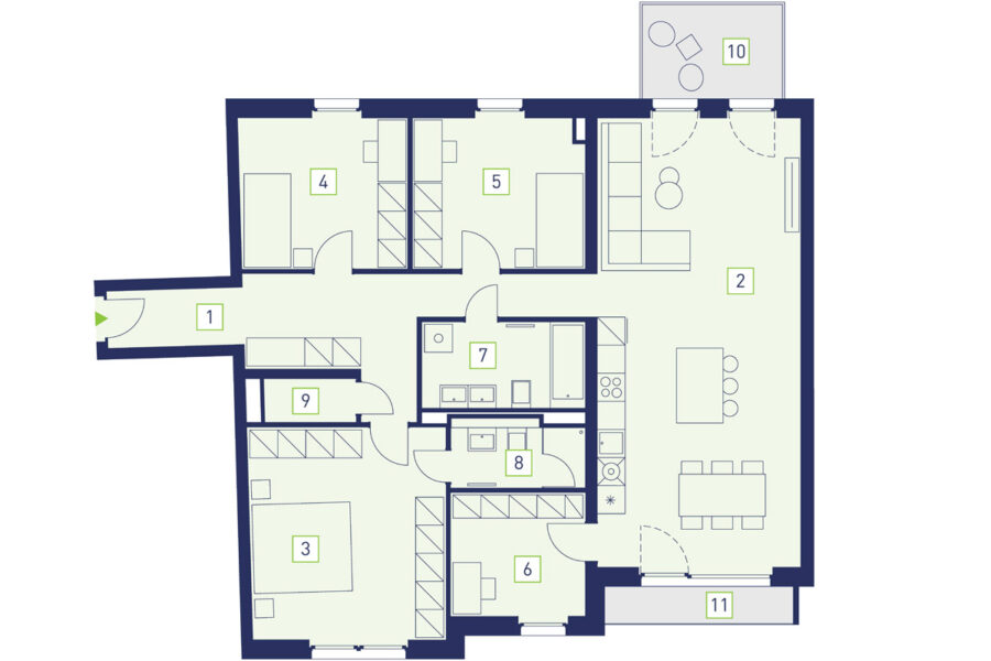 4.1.1 | 5-Zimmer Wohnung mit Balkon und Loggia
