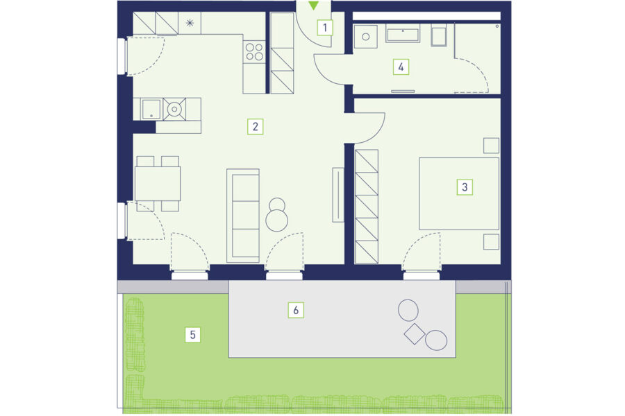 8.0.1 | 2-Zimmer Wohnung mit Terrasse und Vorgarten